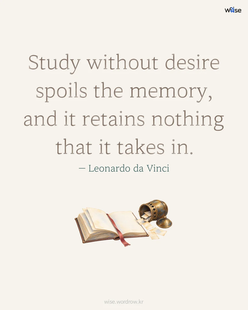 Study without desire spoils the memory, and it retains nothing that it takes in. — Leonardo da Vinci 포토카드
