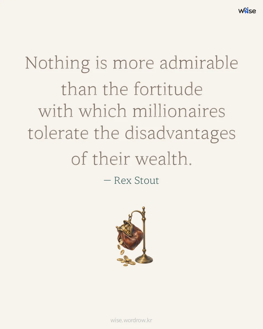 Nothing is more admirable than the fortitude with which millionaires tolerate the disadvantages of their wealth. — Rex Stout 포토카드