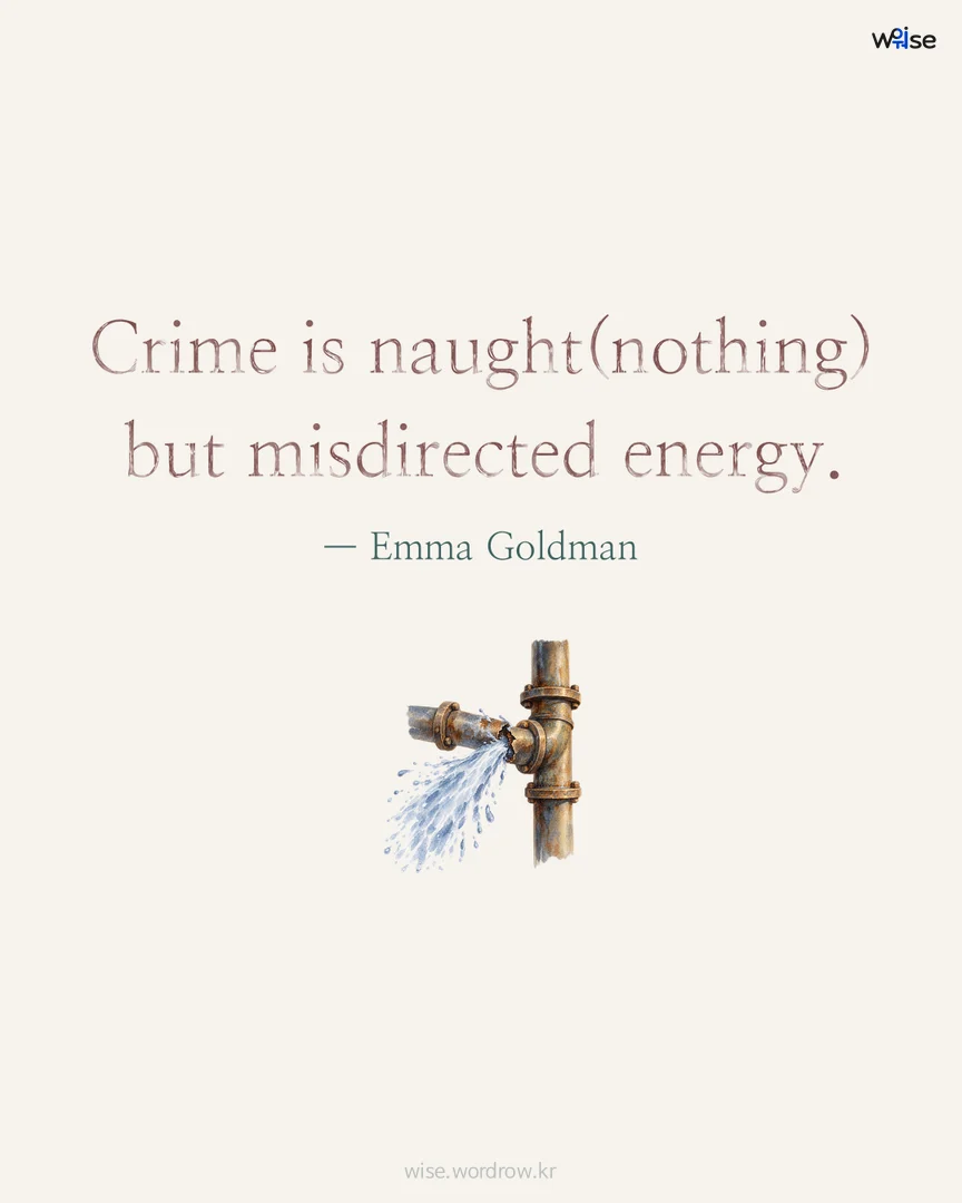 Crime is naught(nothing) but misdirected energy. — Emma Goldman 포토카드