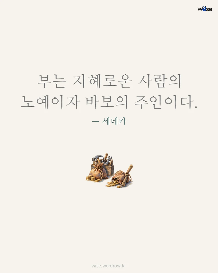 부는 지혜로운 사람의 노예이자 바보의 주인이다. — 세네카 포토카드