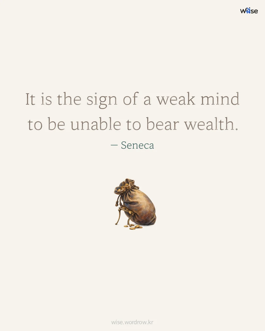 It is the sign of a weak mind to be unable to bear wealth. — Seneca 포토카드