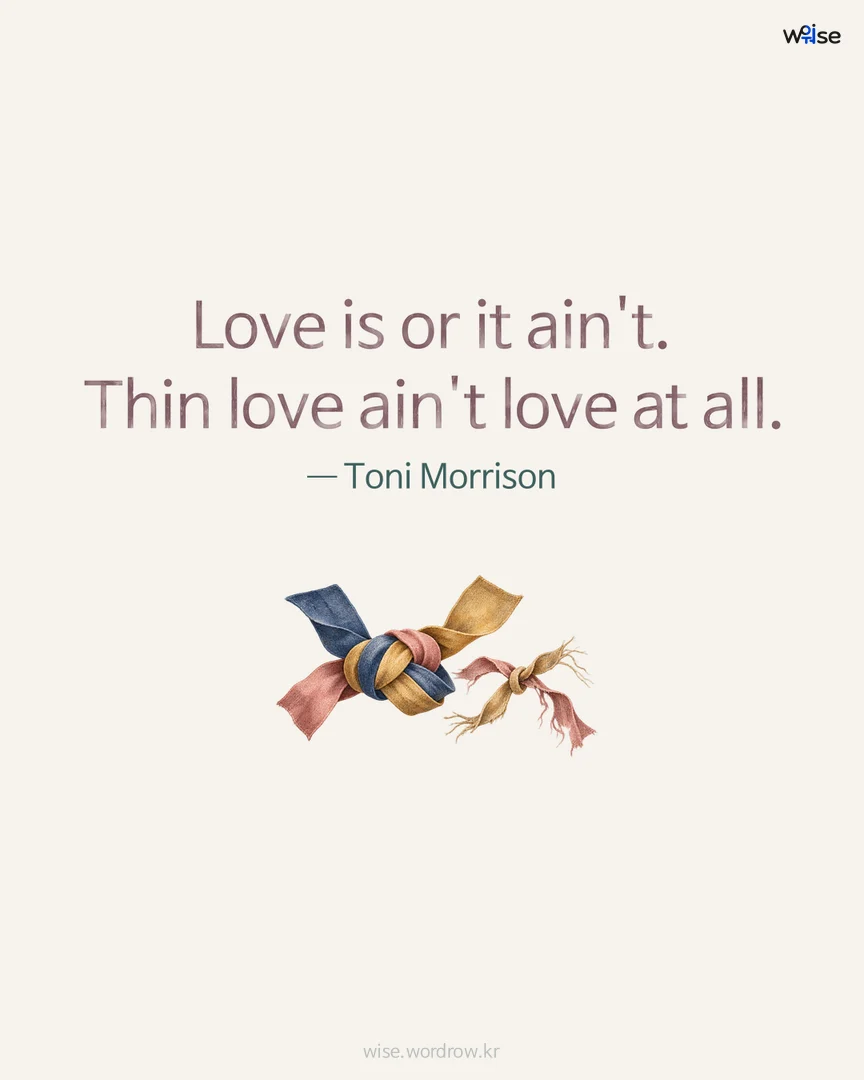 Love is or it ain't. Thin love ain't love at all. — Toni Morrison 포토카드