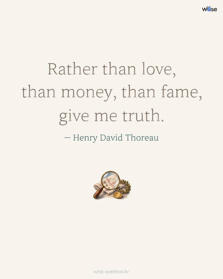 Rather than love, than money, than fame, give me truth. — Henry David Thoreau 포토카드