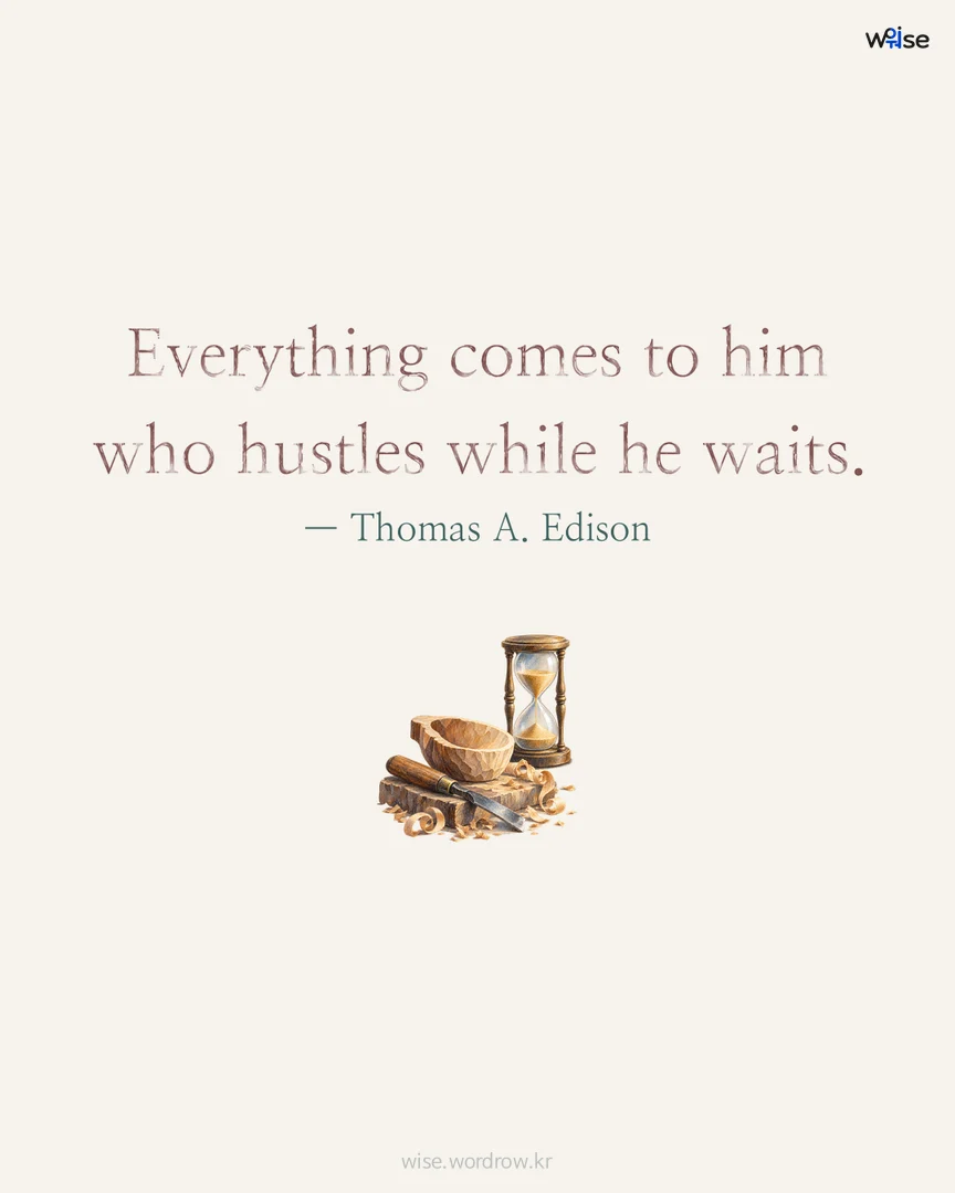 Everything comes to him who hustles while he waits. — Thomas A. Edison 포토카드
