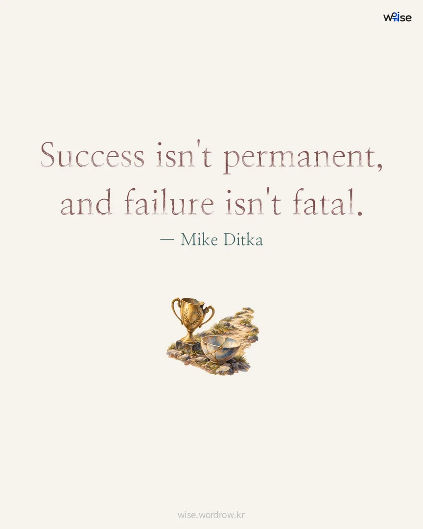 Success isn't permanent, and failure isn't fatal. — Mike Ditka 포토카드