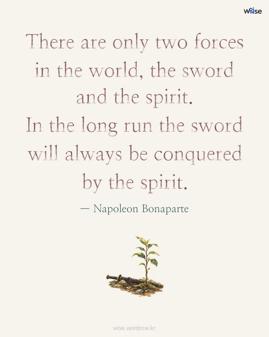 There are only two forces in the world, the sword and the spirit. In the long run the sword will always be conquered by the spirit. — Napoleon Bonaparte 포토카드