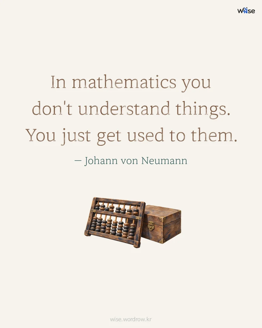 In mathematics you don't understand things. You just get used to them. — Johann von Neumann 포토카드