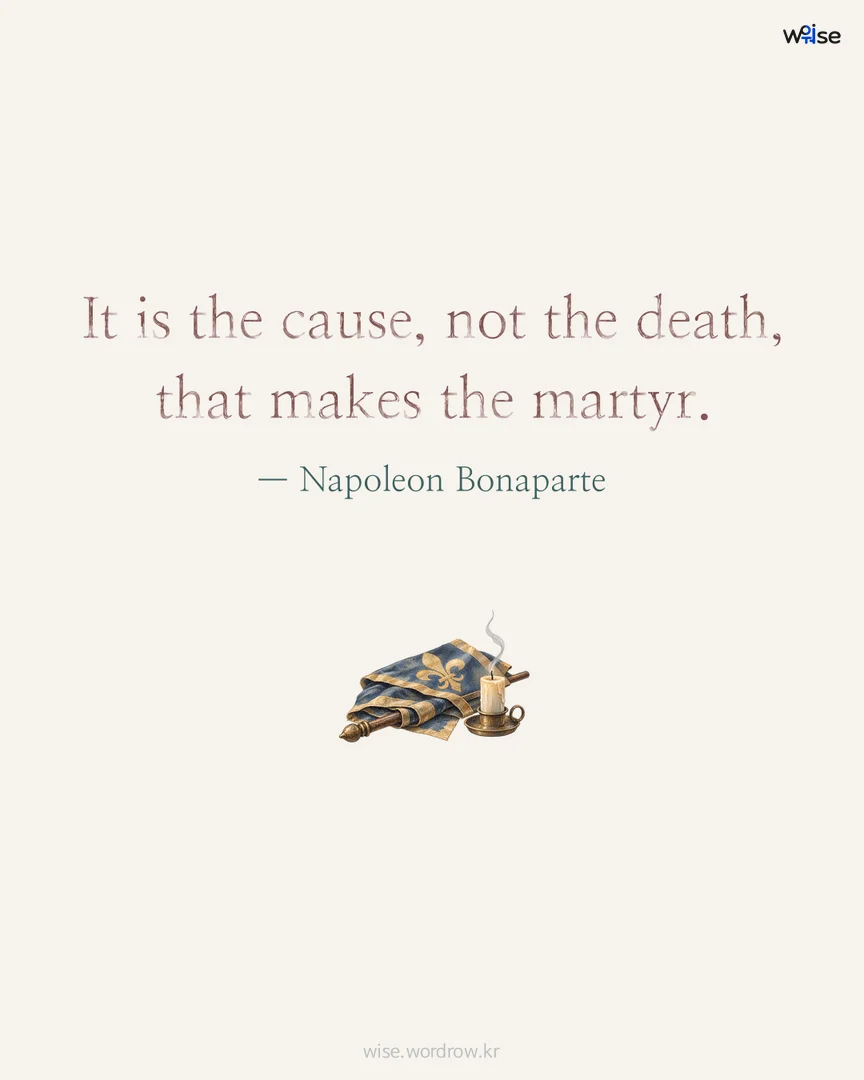 It is the cause, not the death, that makes the martyr. — Napoleon Bonaparte 포토카드