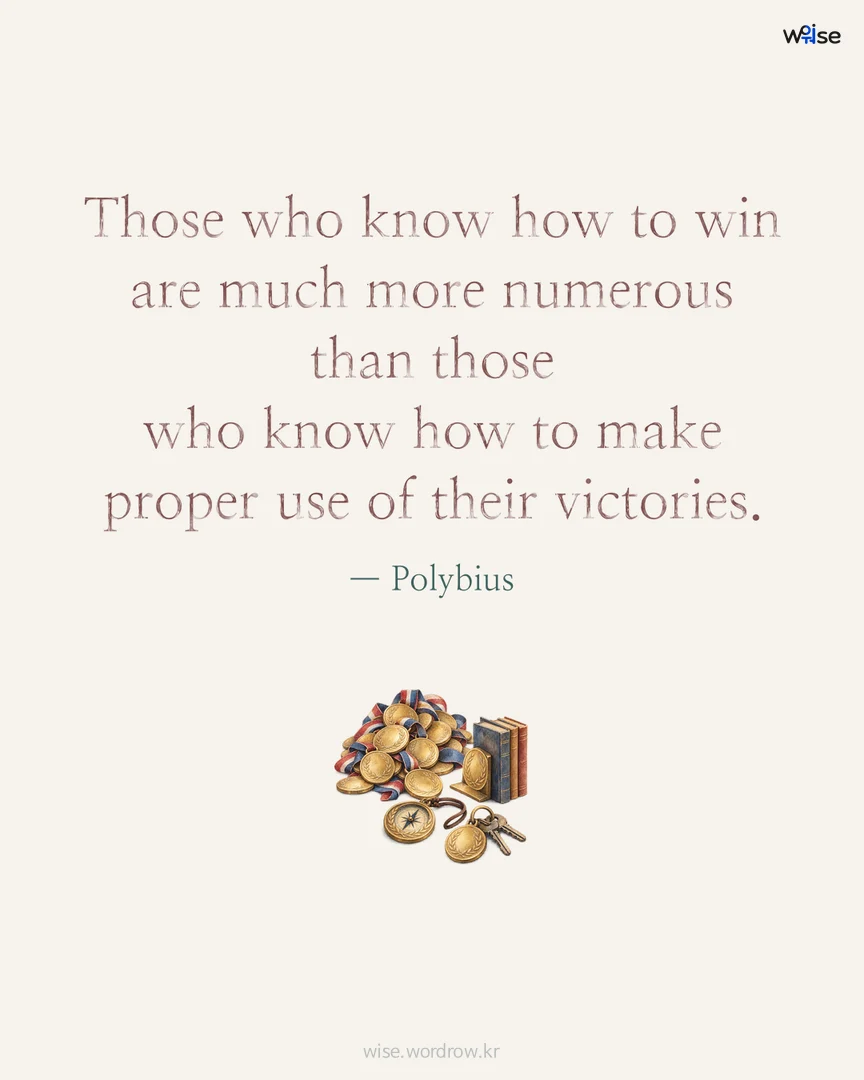 Those who know how to win are much more numerous than those who know how to make proper use of their victories. — Polybius 포토카드