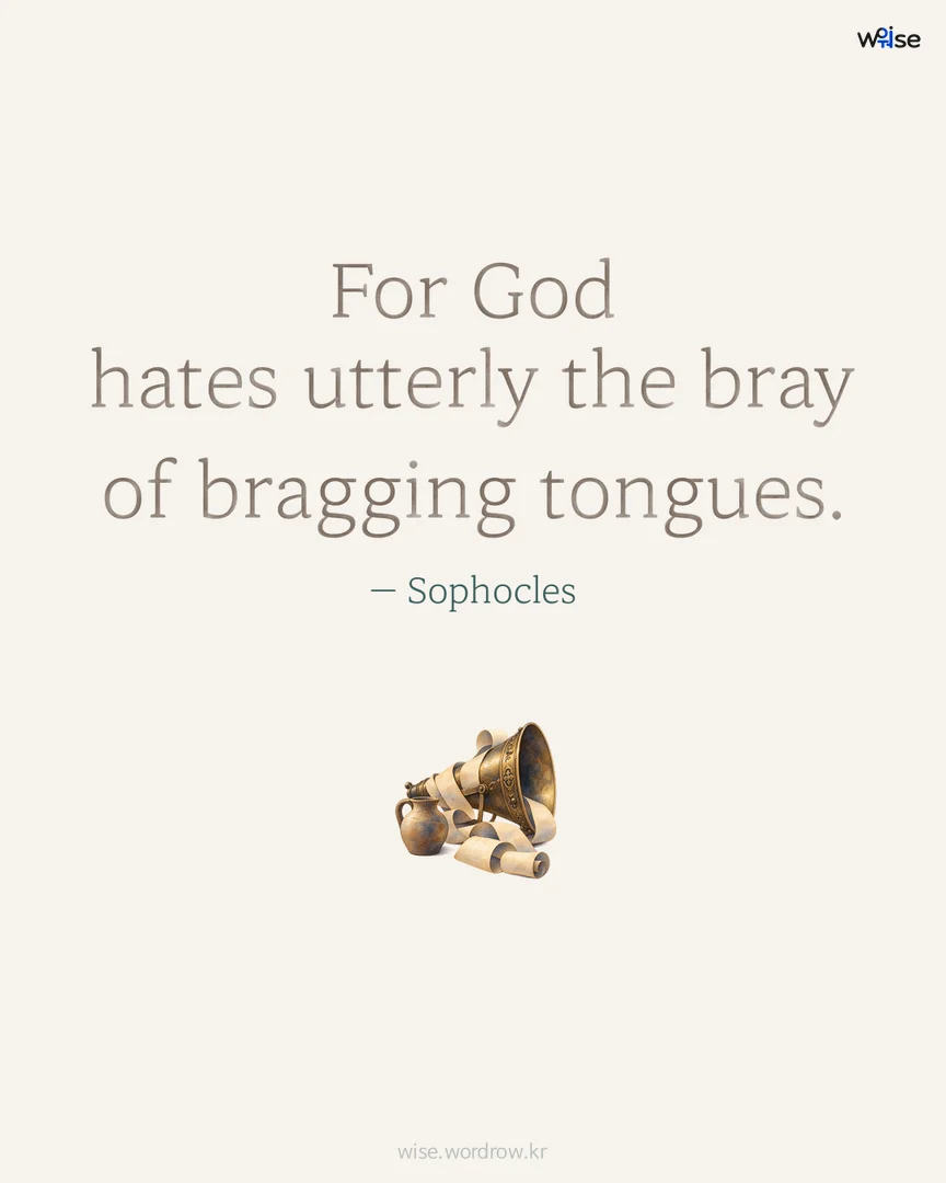 For God hates utterly the bray of bragging tongues. — Sophocles 포토카드