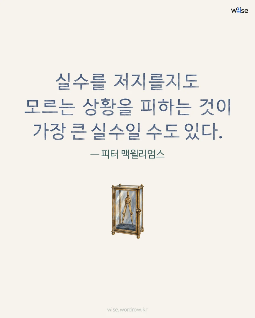 실수를 저지를지도 모르는 상황을 피하는 것이 가장 큰 실수일 수도 있다. — 피터 맥윌리엄스 포토카드