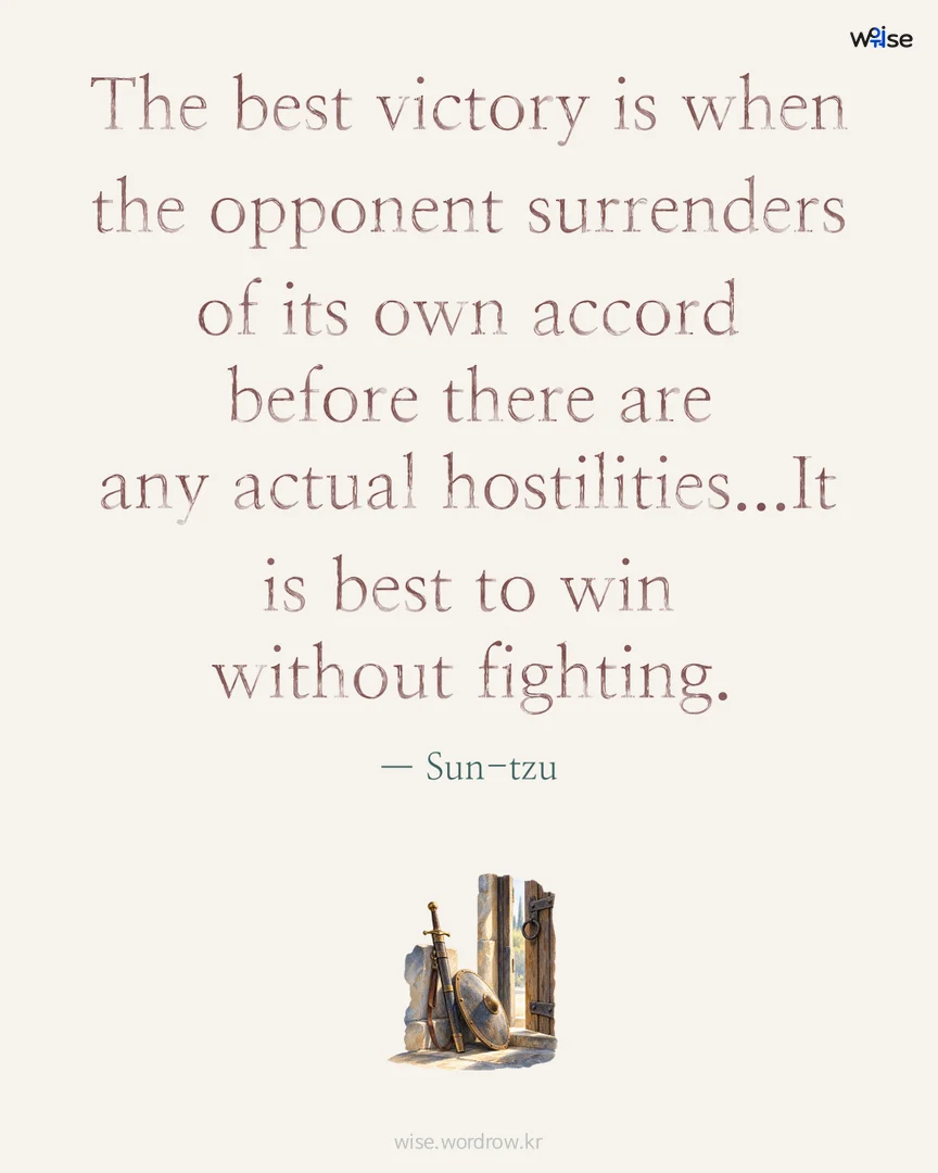 The best victory is when the opponent surrenders of its own accord before there are any actual hostilities...It is best to win without fighting. — Sun-tzu 포토카드