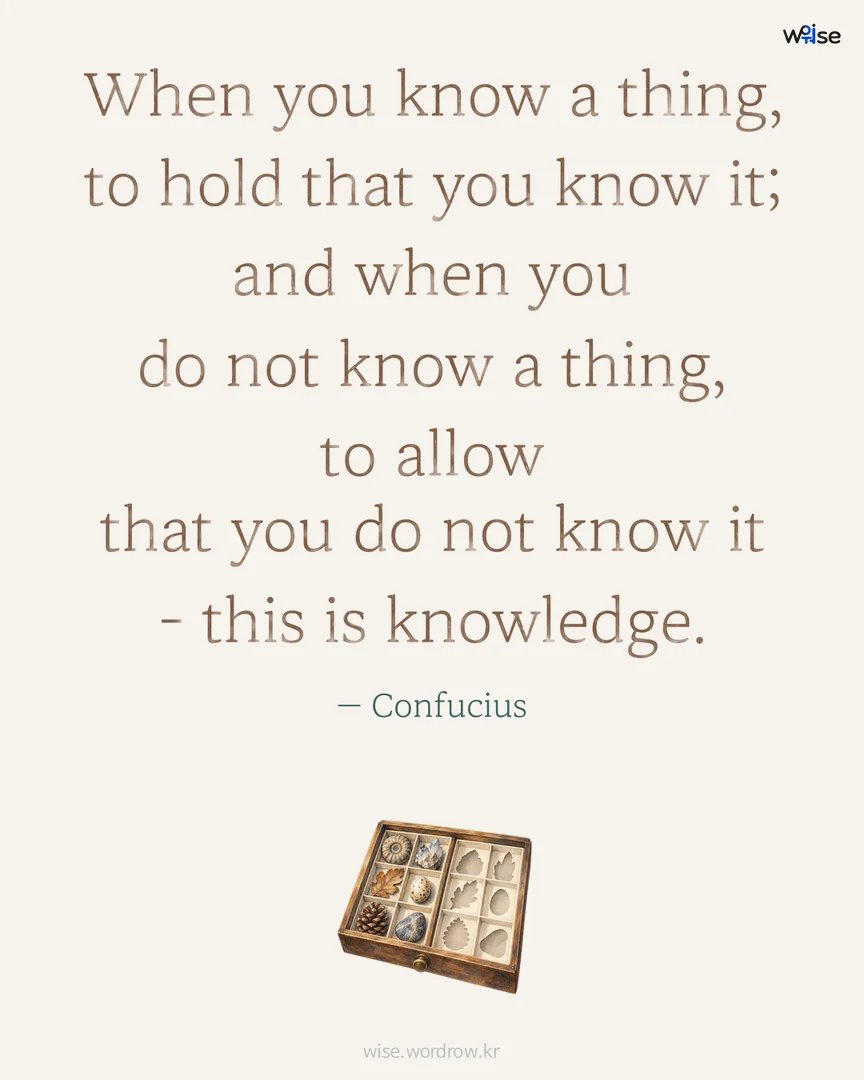 When you know a thing, to hold that you know it; and when you do not know a thing, to allow that you do not know it - this is knowledge. — Confucius 포토카드