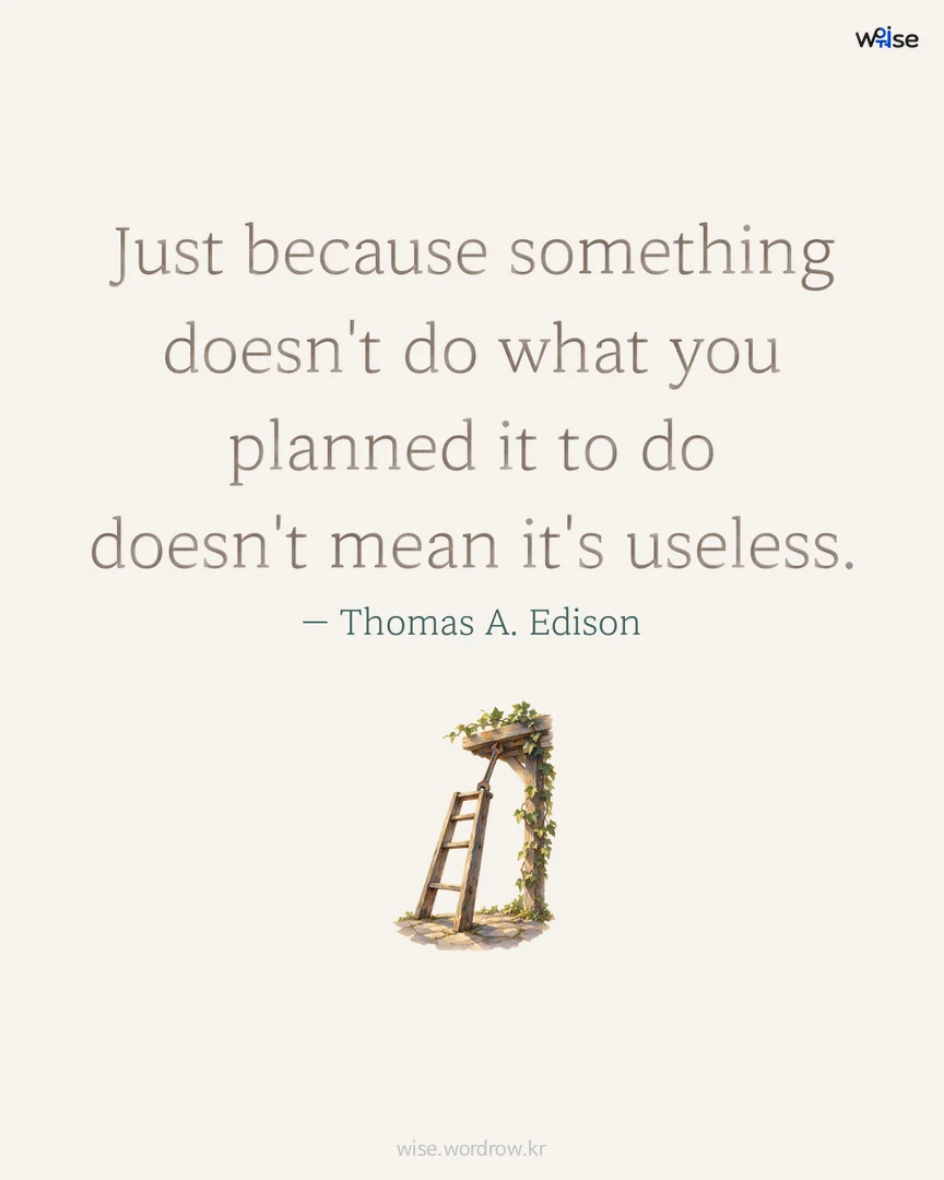 Just because something doesn't do what you planned it to do doesn't mean it's useless. — Thomas A. Edison 포토카드