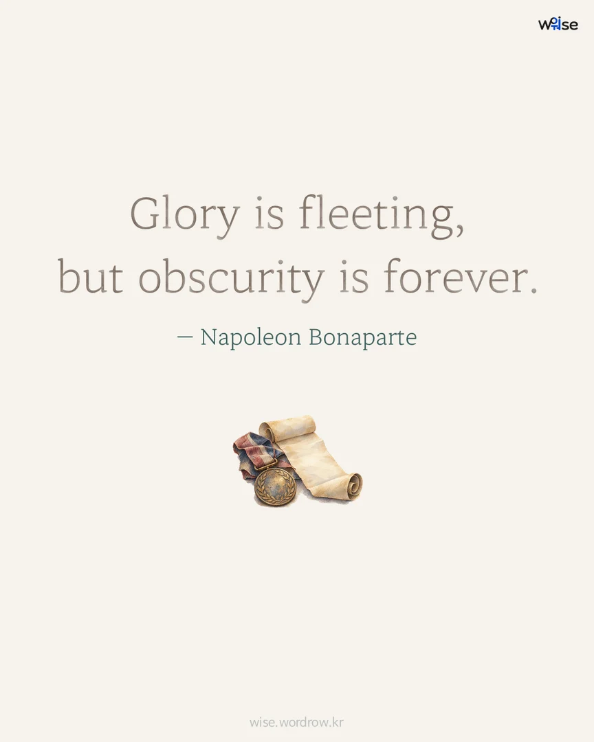 Glory is fleeting, but obscurity is forever. — Napoleon Bonaparte 포토카드
