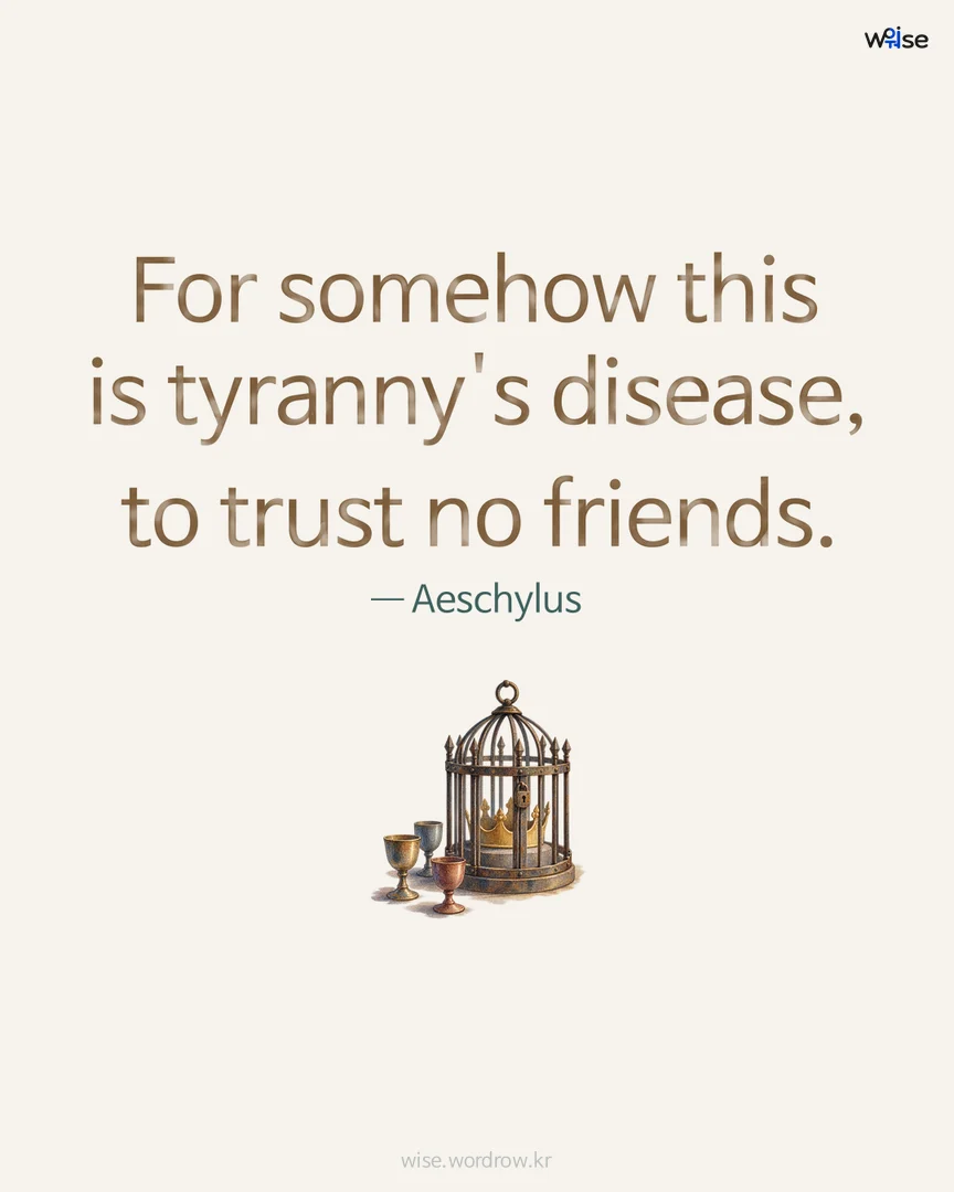 For somehow this is tyranny's disease, to trust no friends. — Aeschylus 포토카드