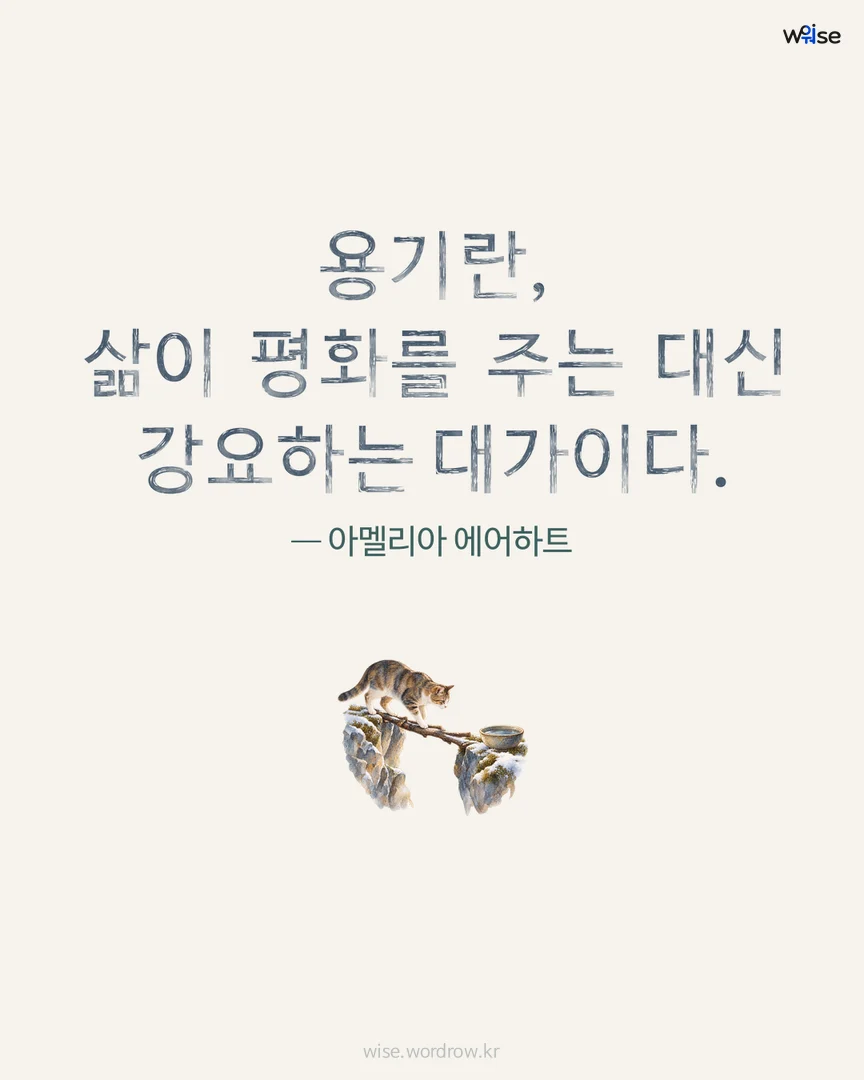 용기란, 삶이 평화를 주는 대신 강요하는 대가이다. — 아멜리아 에어하트 포토카드