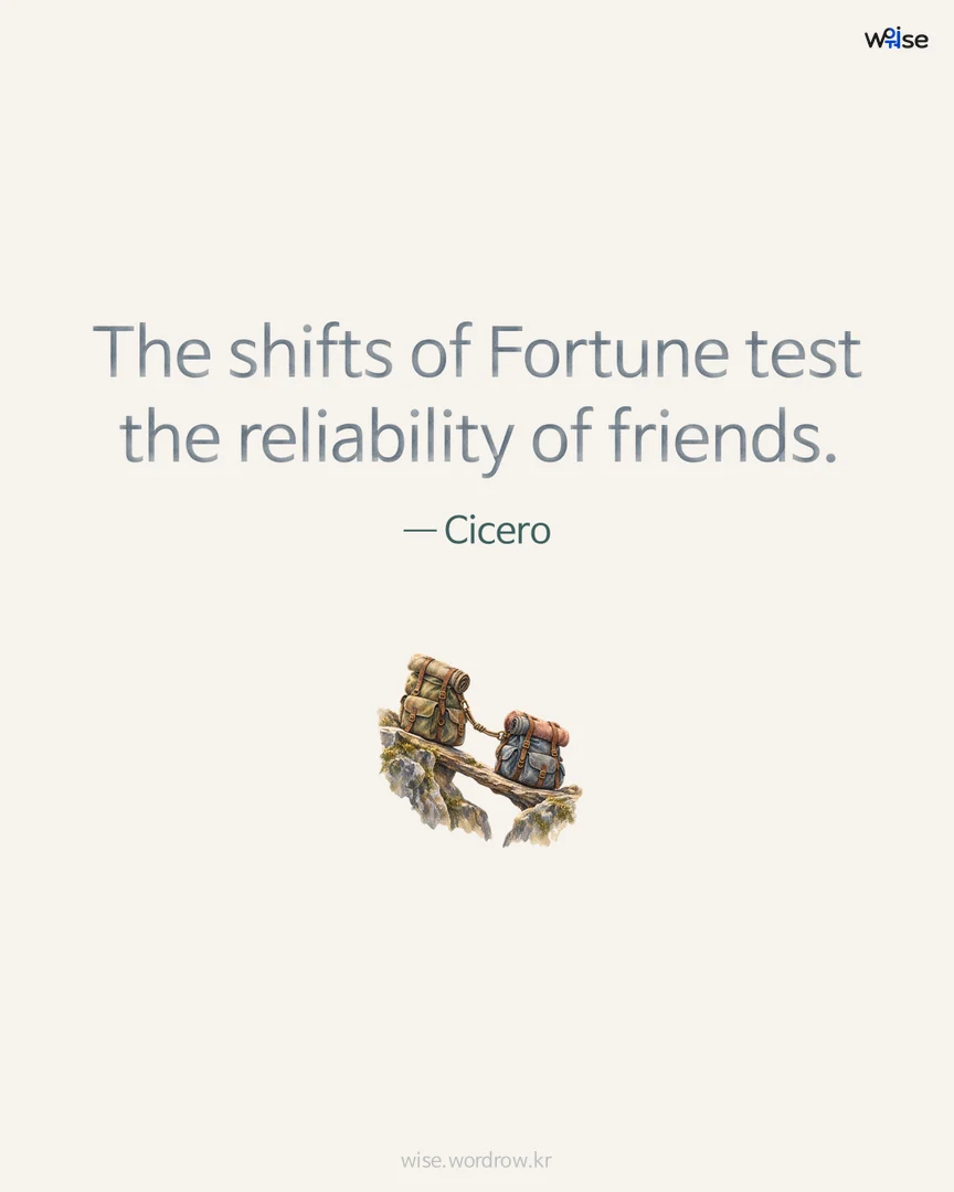 The shifts of Fortune test the reliability of friends. — Cicero 포토카드