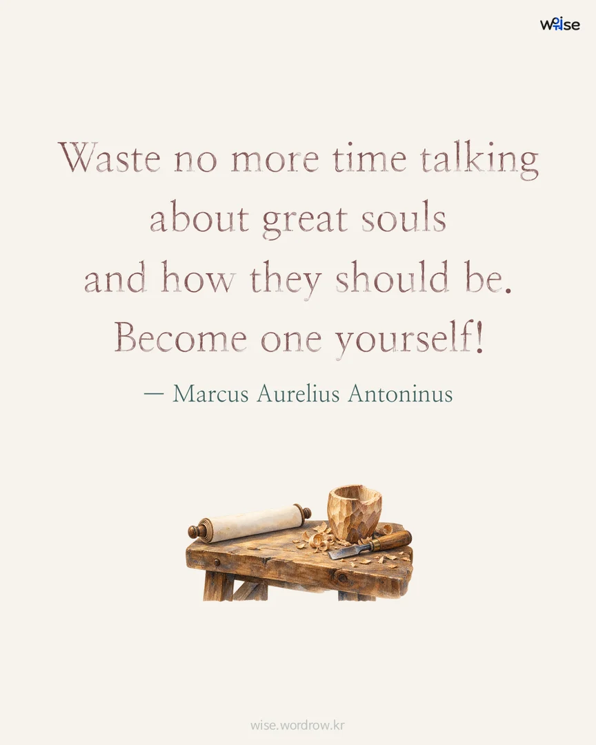 Waste no more time talking about great souls and how they should be. Become one yourself! — Marcus Aurelius Antoninus 포토카드