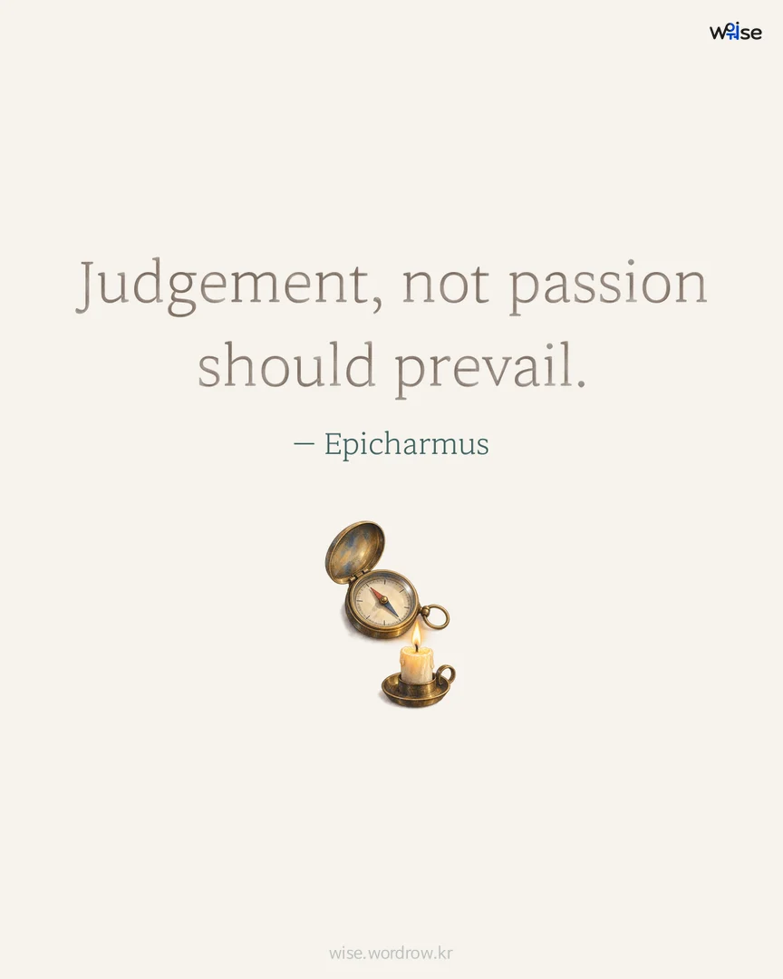 Judgement, not passion should prevail. — Epicharmus 포토카드