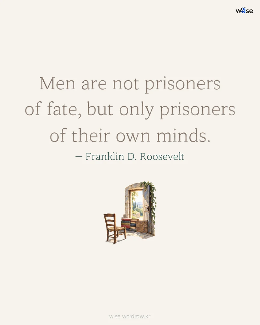Men are not prisoners of fate, but only prisoners of their own minds. — Franklin D. Roosevelt 포토카드