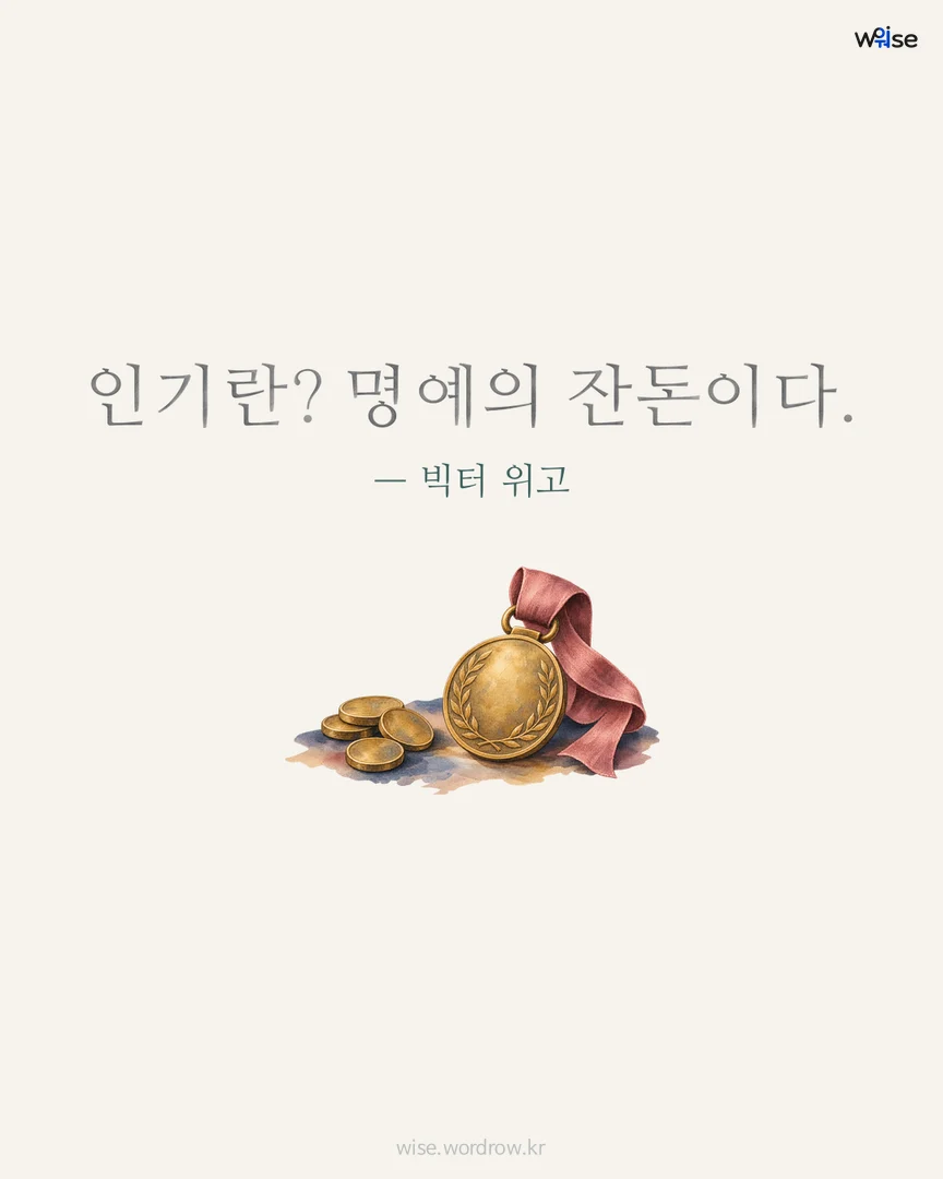 인기란? 명예의 잔돈이다. — 빅터 위고 포토카드