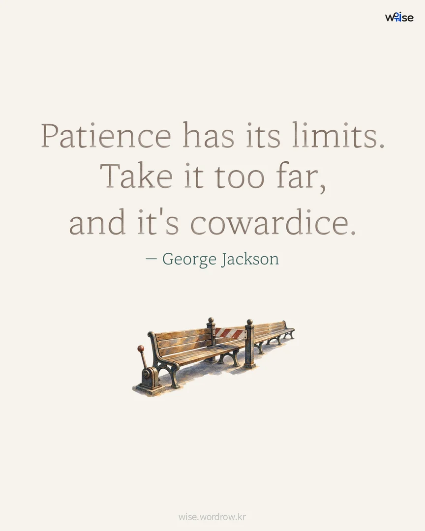 Patience has its limits. Take it too far, and it's cowardice. — George Jackson 포토카드