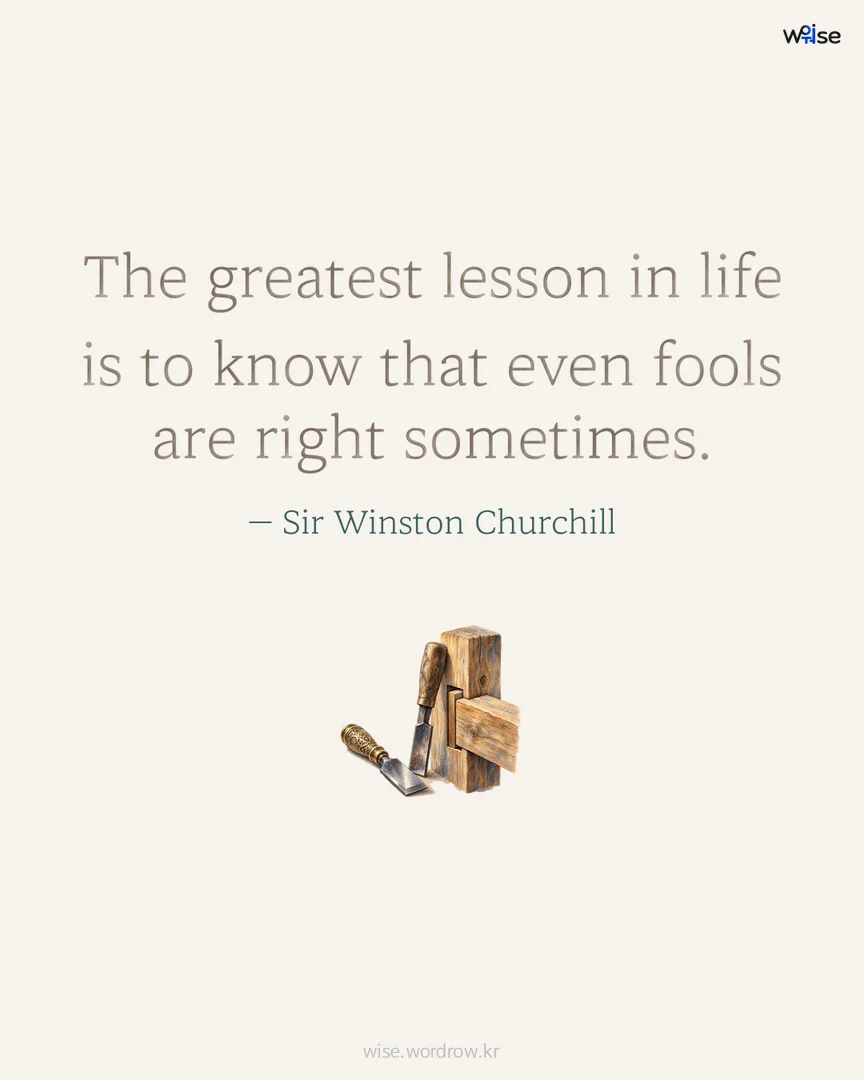 The greatest lesson in life is to know that even fools are right sometimes. — Sir Winston Churchill 포토카드