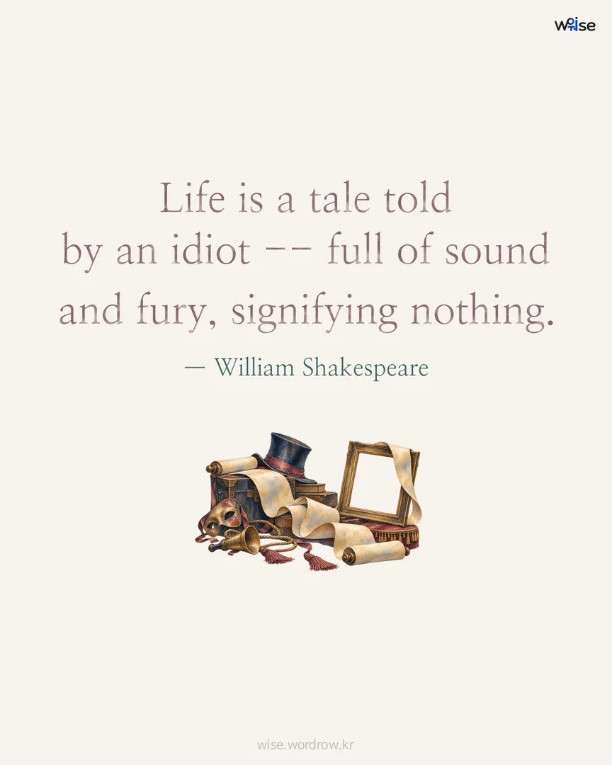 Life is a tale told by an idiot -- full of sound and fury, signifying nothing. — William Shakespeare 포토카드
