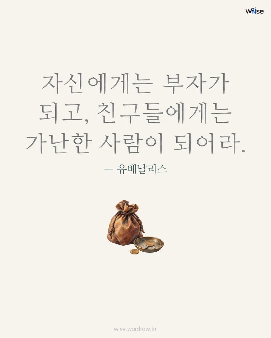 자신에게는 부자가 되고, 친구들에게는 가난한 사람이 되어라. — 유베날리스 포토카드