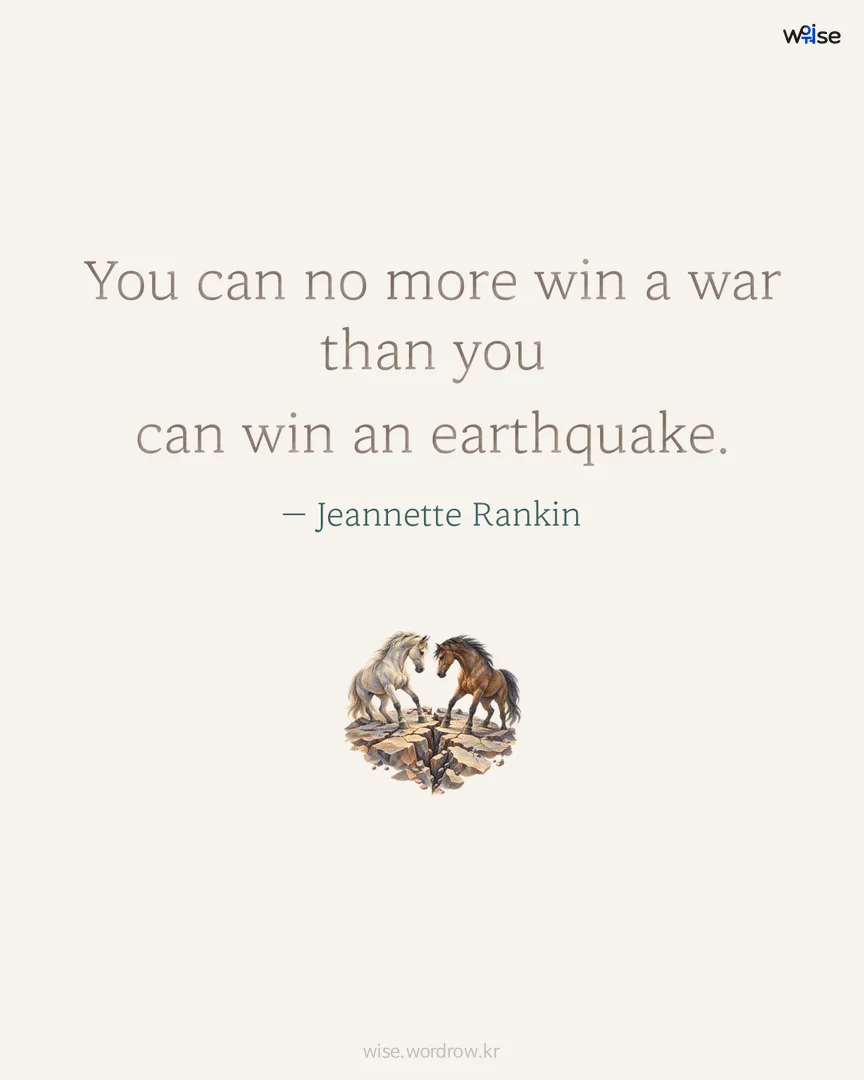 You can no more win a war than you can win an earthquake. — Jeannette Rankin 포토카드