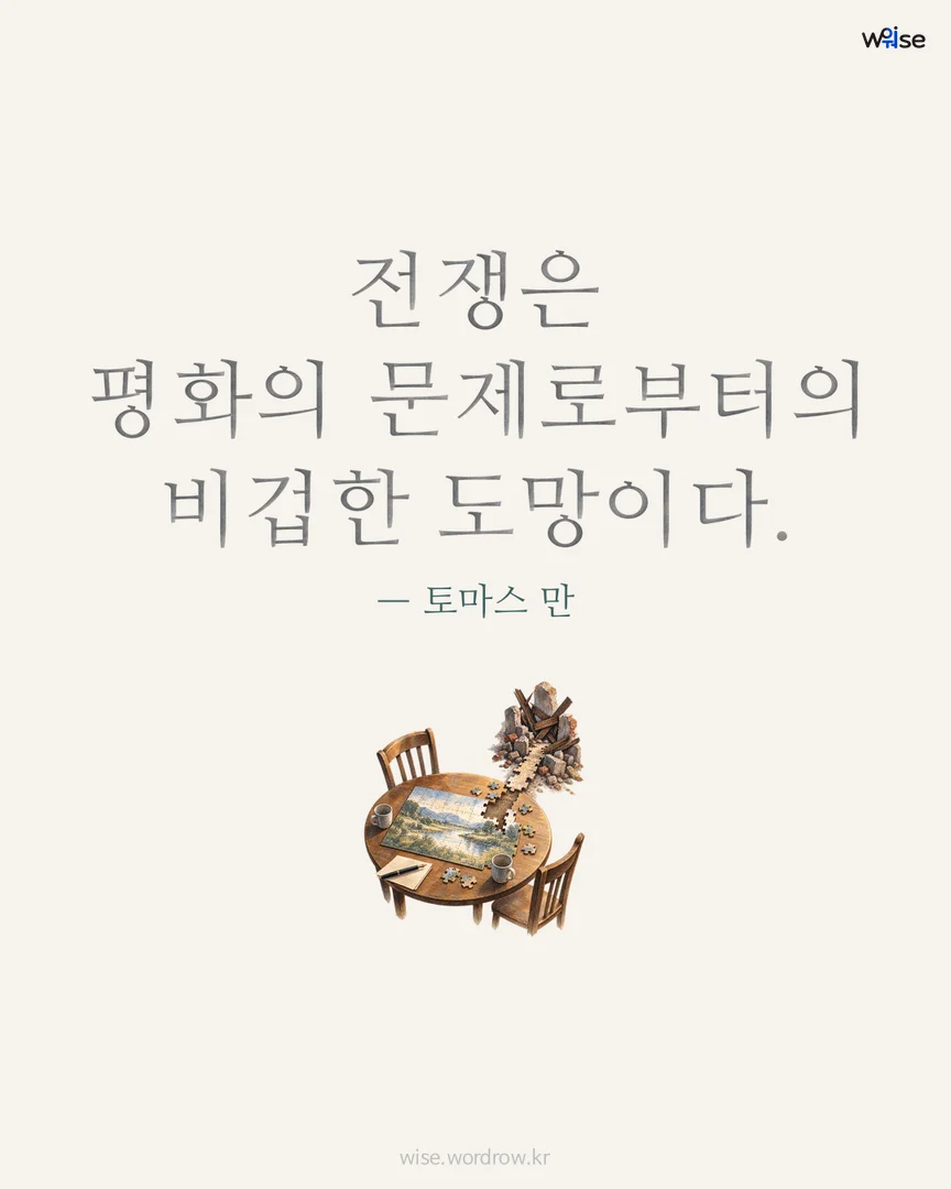 전쟁은 평화의 문제로부터의 비겁한 도망이다. — 토마스 만 포토카드
