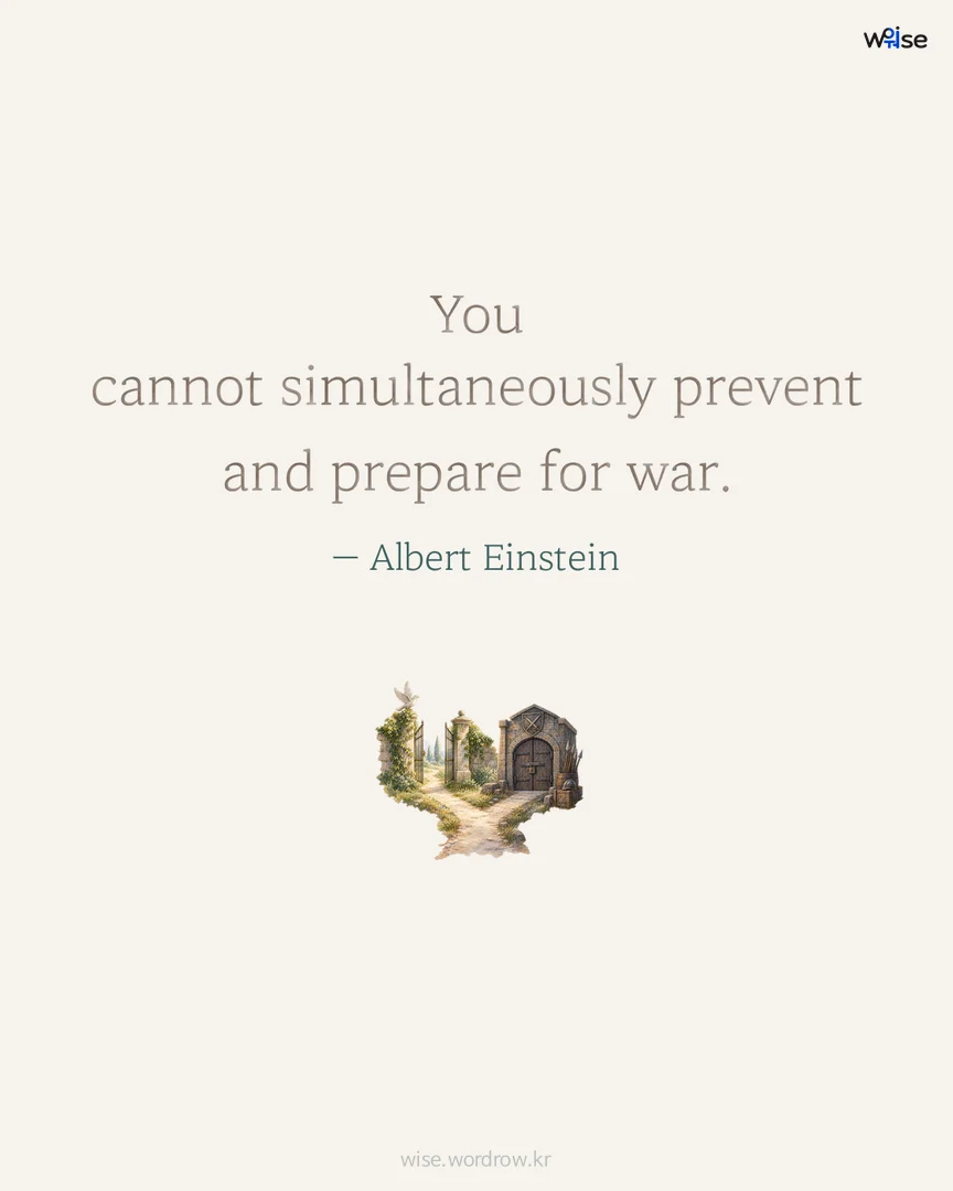 You cannot simultaneously prevent and prepare for war. — Albert Einstein 포토카드