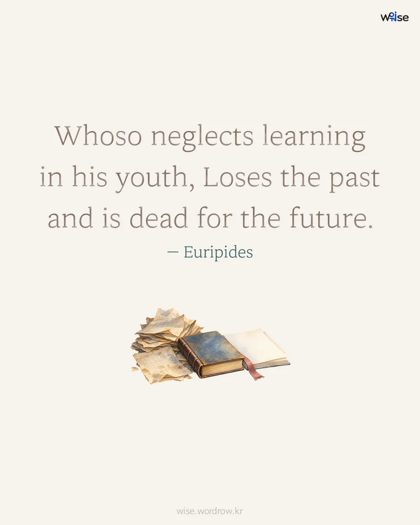 Whoso neglects learning in his youth, Loses the past and is dead for the future. — Euripides 포토카드