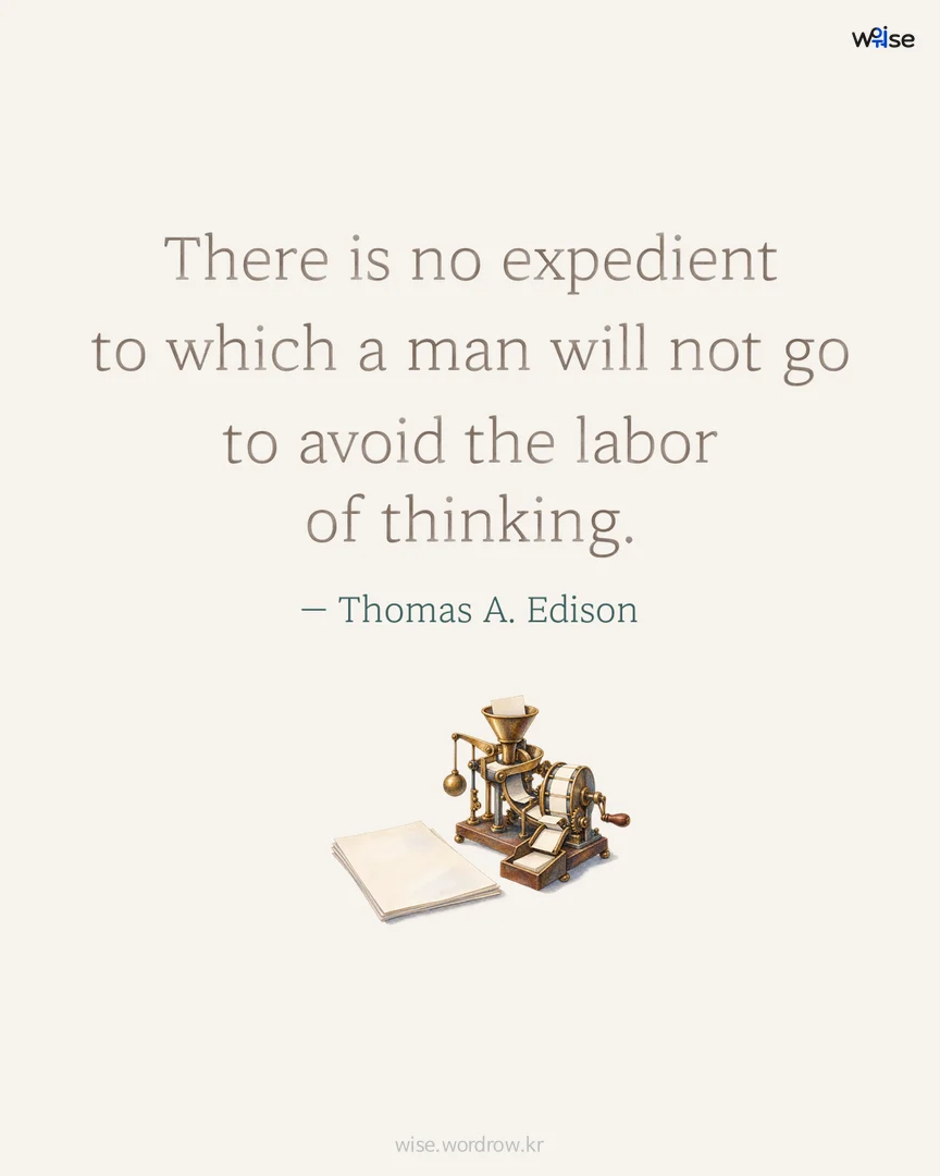 There is no expedient to which a man will not go to avoid the labor of thinking. — Thomas A. Edison 포토카드