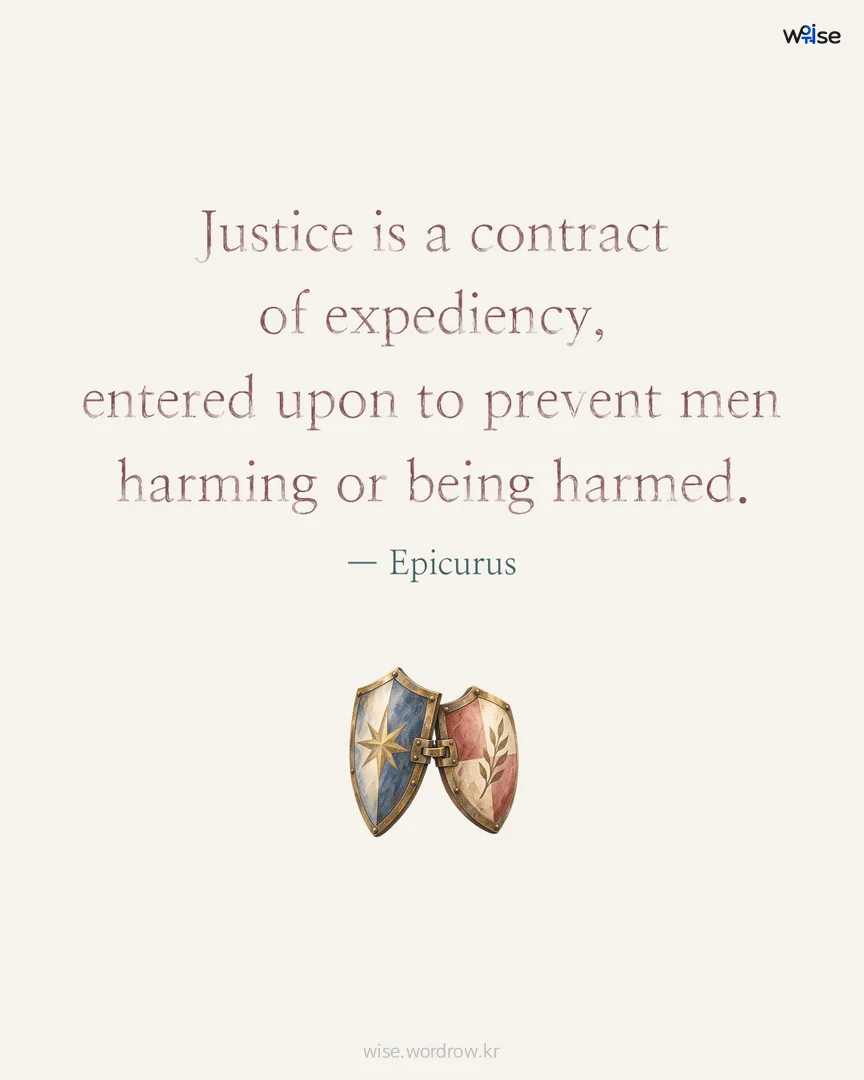 Justice is a contract of expediency, entered upon to prevent men harming or being harmed. — Epicurus 포토카드