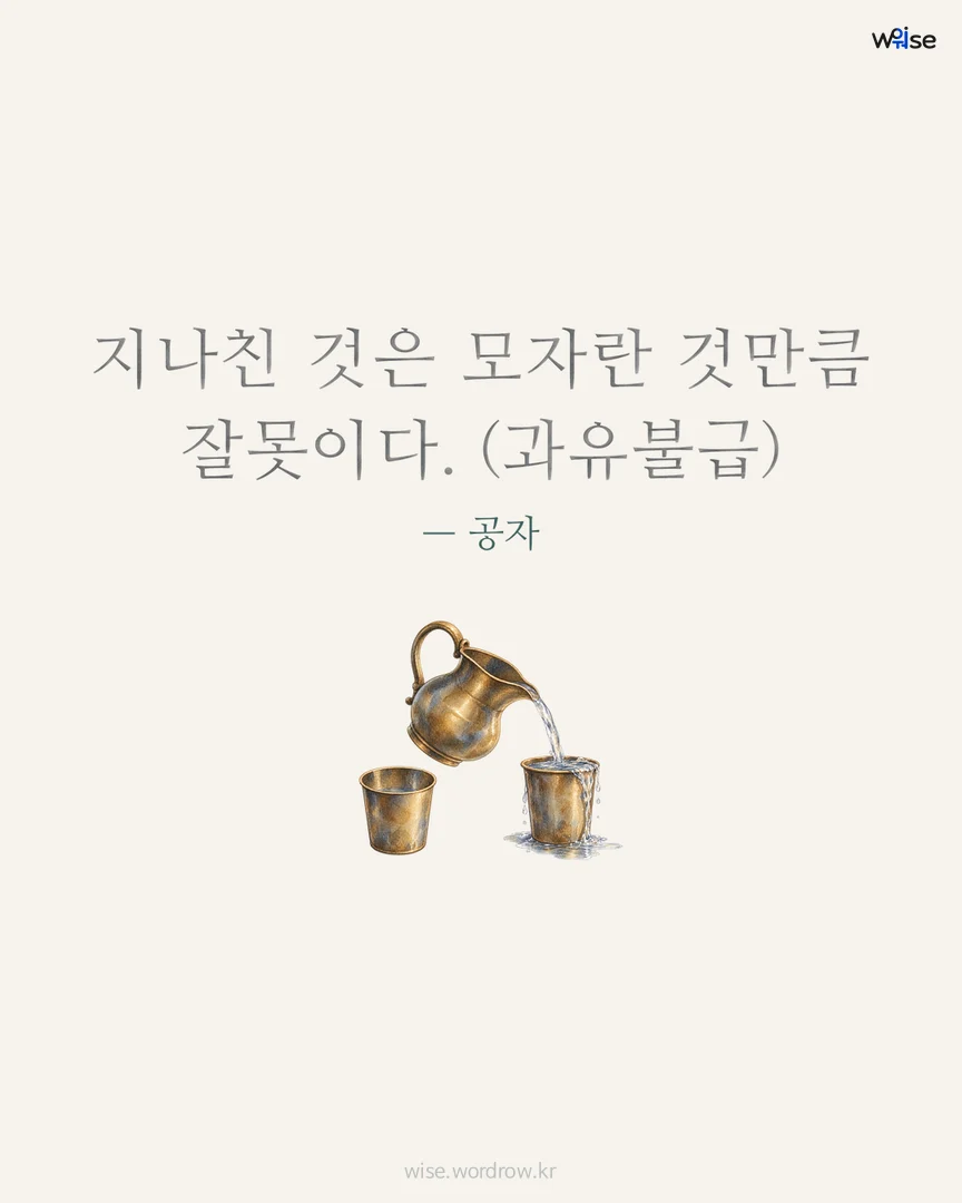 지나친 것은 모자란 것만큼 잘못이다. (과유불급) — 공자 포토카드