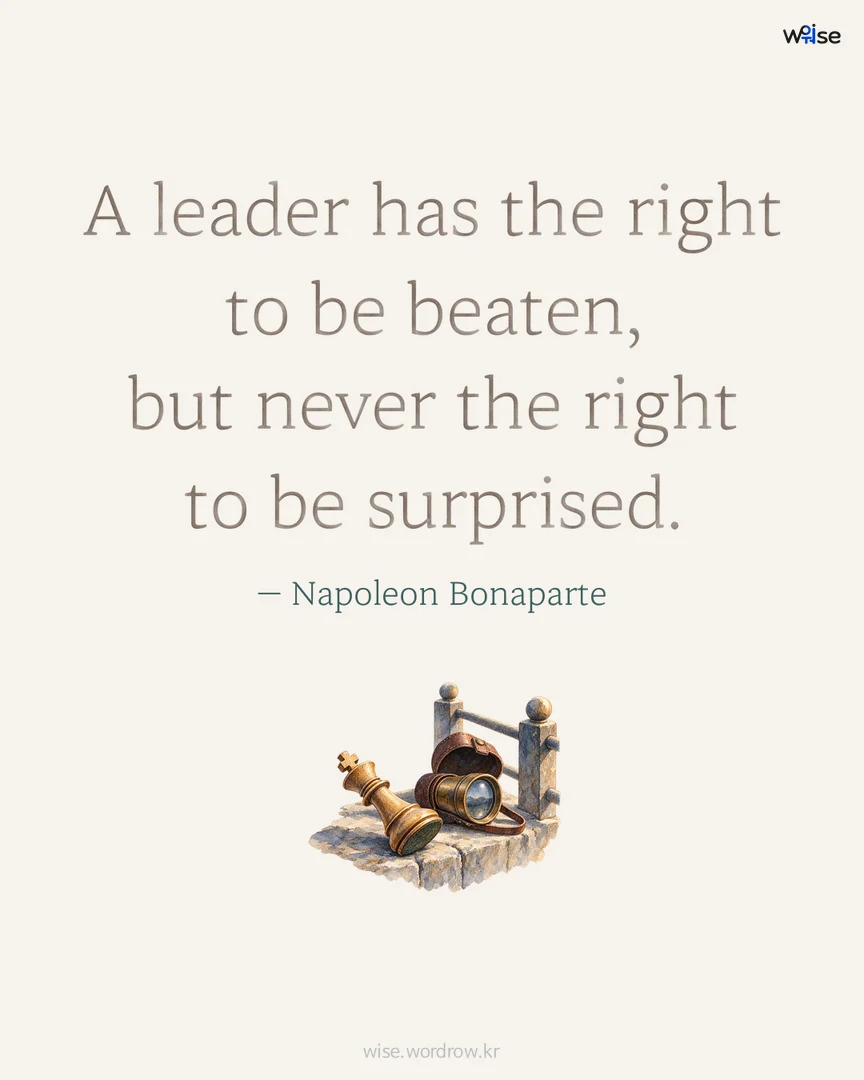 A leader has the right to be beaten, but never the right to be surprised. — Napoleon Bonaparte 포토카드