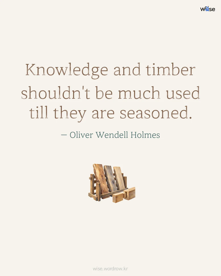 Knowledge and timber shouldn't be much used till they are seasoned. — Oliver Wendell Holmes 포토카드