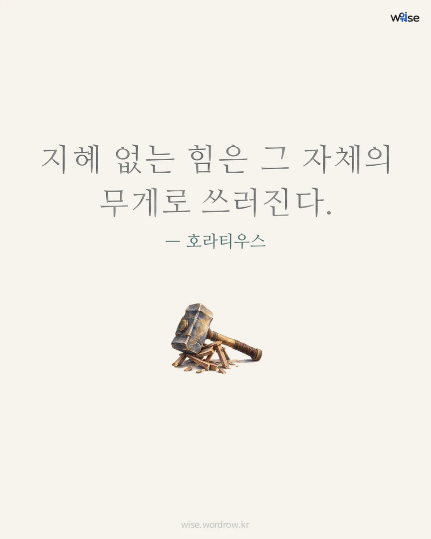 지혜 없는 힘은 그 자체의 무게로 쓰러진다. — 호라티우스 포토카드