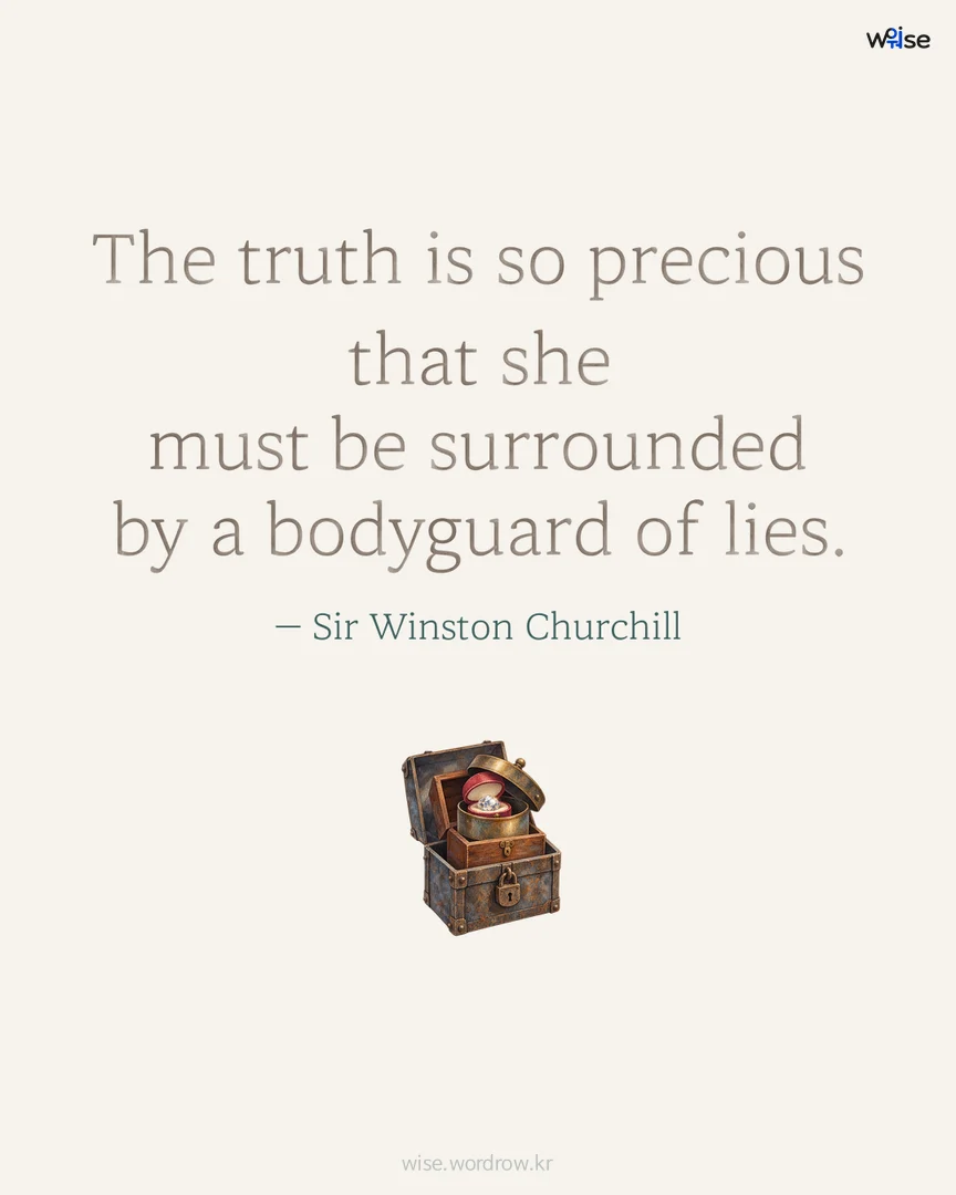 The truth is so precious that she must be surrounded by a bodyguard of lies. — Sir Winston Churchill 포토카드