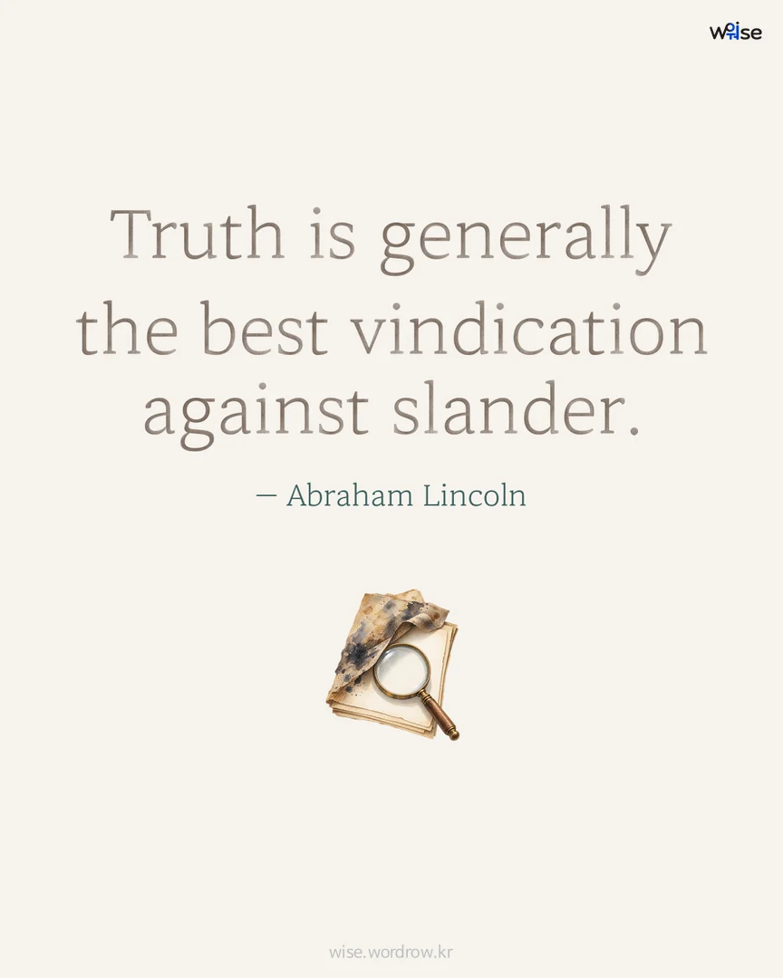 Truth is generally the best vindication against slander. — Abraham Lincoln 포토카드