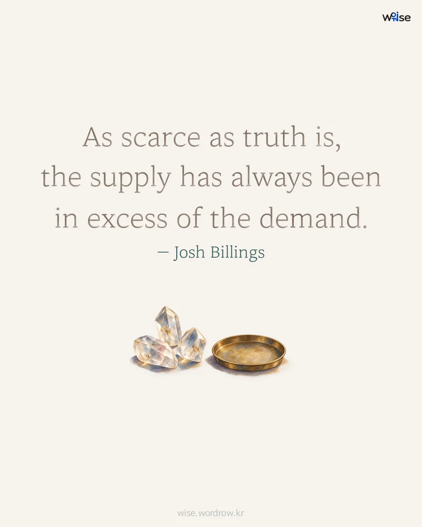 As scarce as truth is, the supply has always been in excess of the demand. — Josh Billings 포토카드