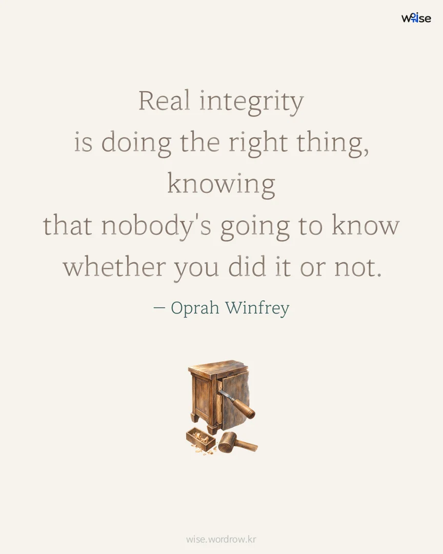 Real integrity is doing the right thing, knowing that nobody's going to know whether you did it or not. — Oprah Winfrey 포토카드