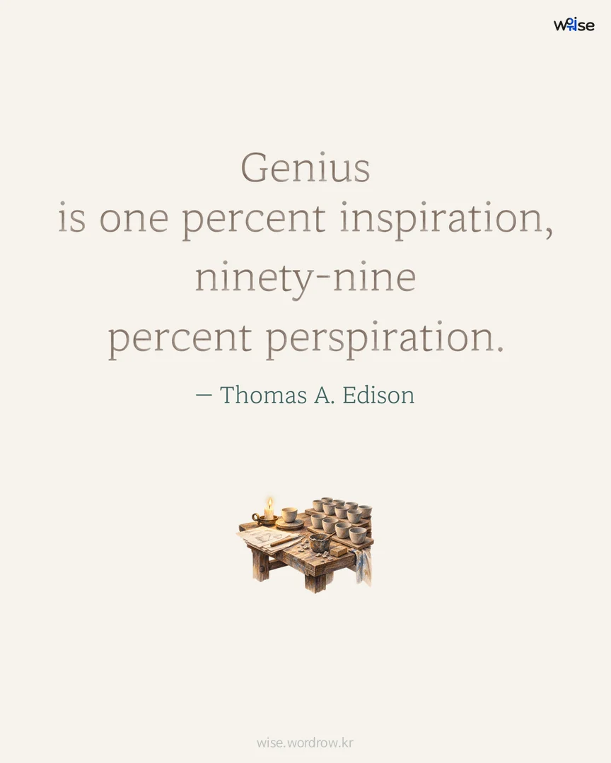 Genius is one percent inspiration, ninety-nine percent perspiration. — Thomas A. Edison 포토카드