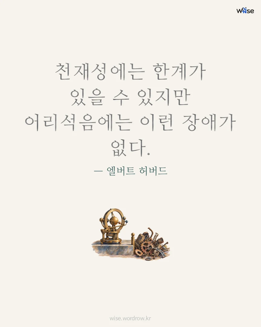 천재성에는 한계가 있을 수 있지만 어리석음에는 이런 장애가 없다. — 엘버트 허버드 포토카드