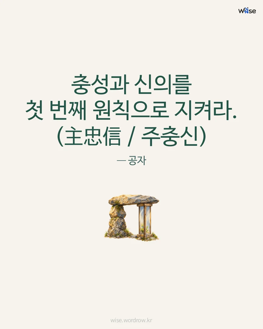 충성과 신의를 첫 번째 원칙으로 지켜라. (主忠信 / 주충신) — 공자 포토카드