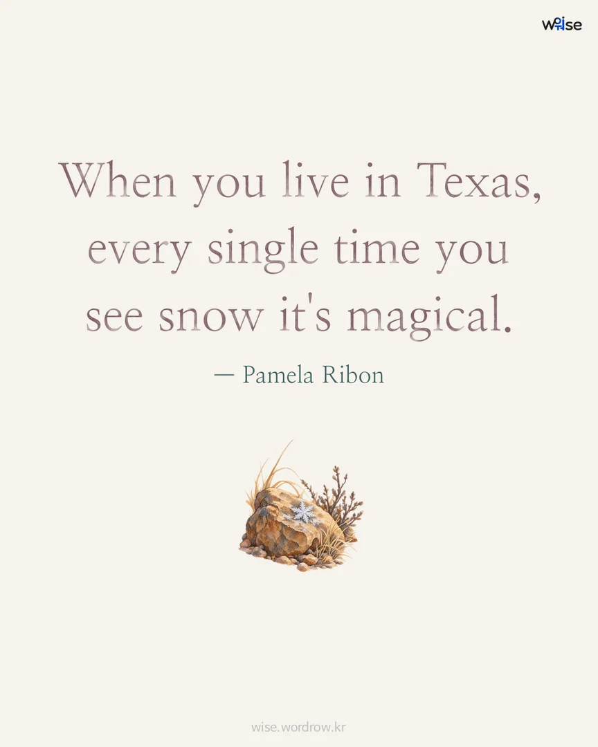 When you live in Texas, every single time you see snow it's magical. — Pamela Ribon 포토카드