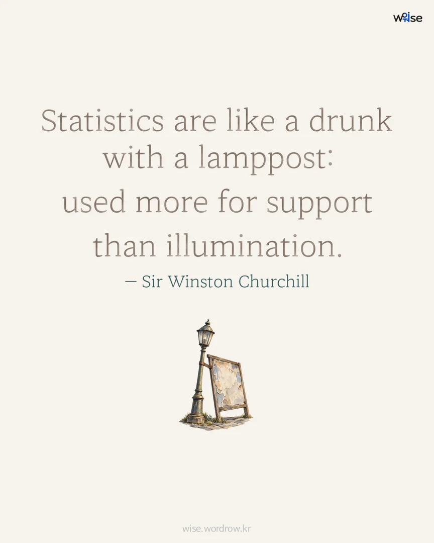 Statistics are like a drunk with a lamppost: used more for support than illumination. — Sir Winston Churchill 포토카드