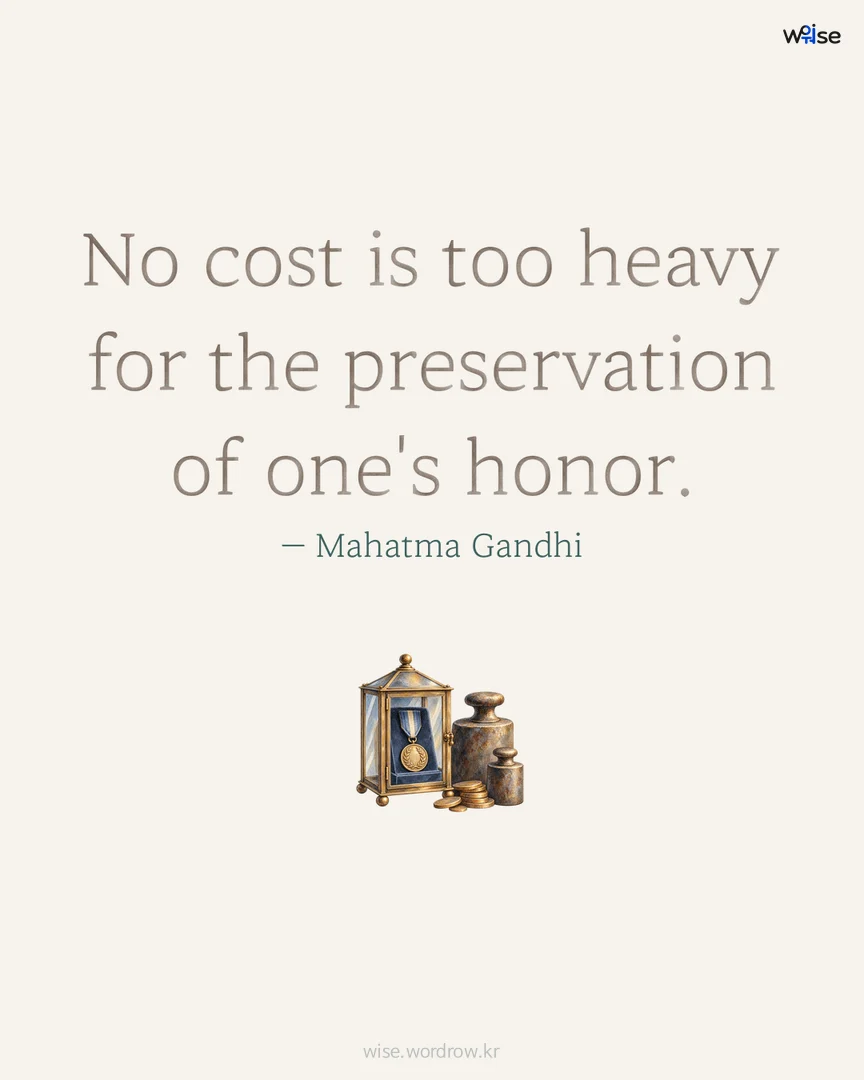 No cost is too heavy for the preservation of one's honor. — Mahatma Gandhi 포토카드